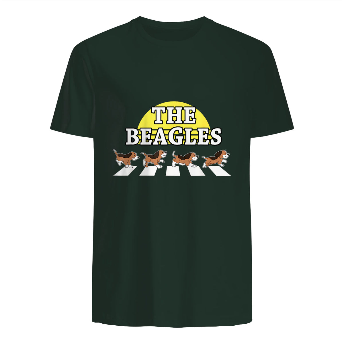 Drôle Les Beagles Beagle Dog Sitter Doggy Puppy Crosswalk in Forest Green - back view