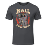 Cute & Funny Satanic Hail Lucipurr Rainbow Kitty Goth in Charcoal - front view