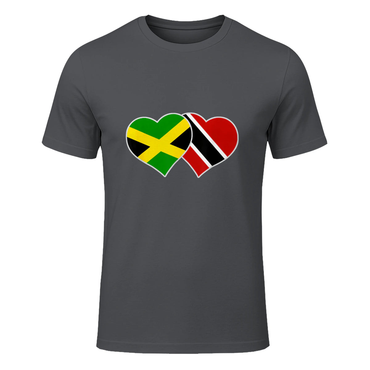 Trinidadian Jamaican Heart Love Jamaica Trinidad Flag in Charcoal - front view