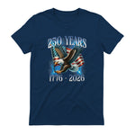 Eagle and Flag Anniversary Birthday T-Shirt in Navy - back view