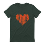 US State San Francisco Baseball Vintage Heart T-Shirt in Forest Green - back view