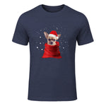 Chihuahua Motif de Noël - Mignon Mignon Xmas Neige Chiwawa in Heather Navy - front view