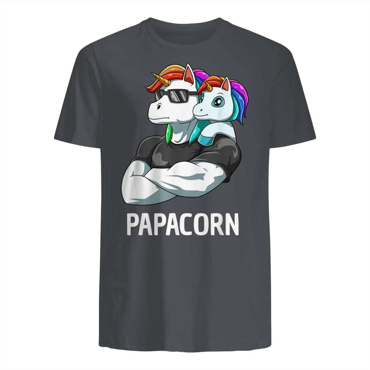 Papacorn Vater Tochter Einhörner in Charcoal - back view