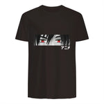 Anime in Japanese Characters Kawaii Eyes Face Short Sleeve in Dark Chocolate - back view
