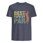Funny Best Papa By Par Father's Day Golf Gift Grandpa in Heather Navy - back view