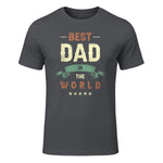 Best Dad in the World, Retro Vintage Look T-Shirt in Charcoal - front view