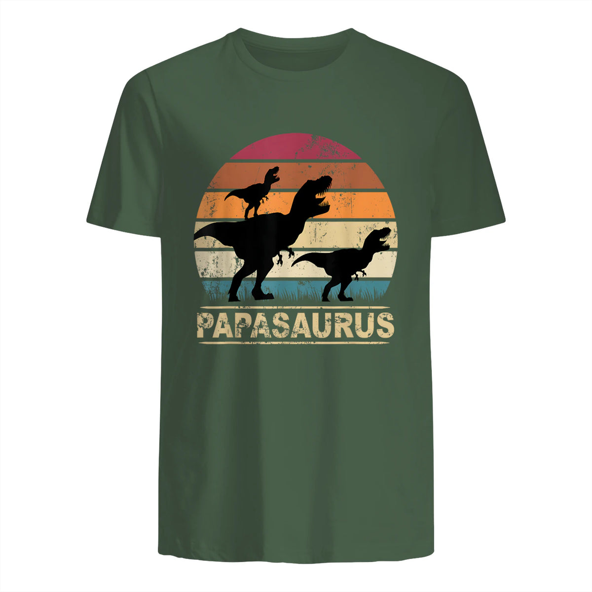 Papasaurus Dinosaurier Papa Tyrannosaurus Dino Doppelpack in Military Green - back view