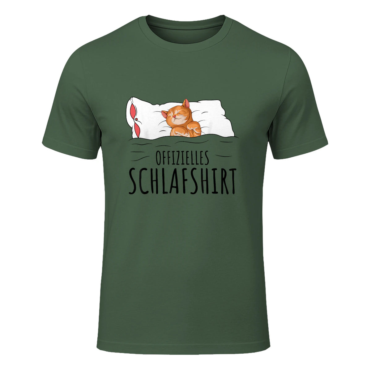 Süße Katzen & Haustier Geschenkideen Offizielles Schlafshirt Katze Schlafanzug Katzen in Military Green - front view
