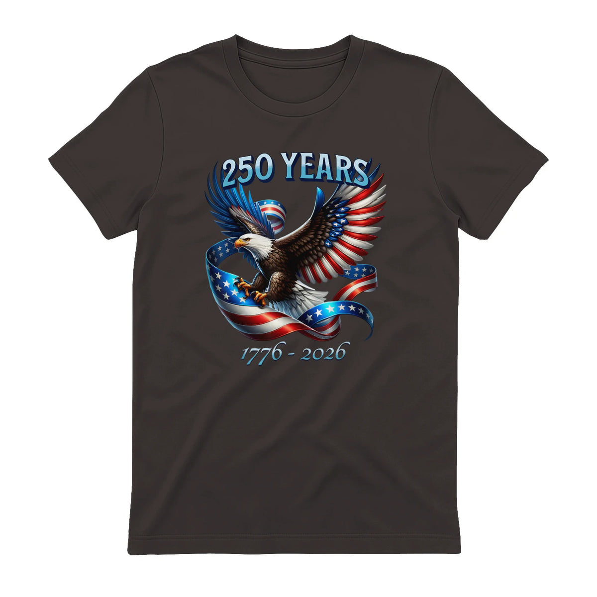 Patriotic Eagle and Flag Anniversary T-Shirt in Dark Chocolate - back view