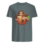 Kawaii Cute Anime Sloth Otaku Japanese Ramen Noodles in Dark Heather - back view