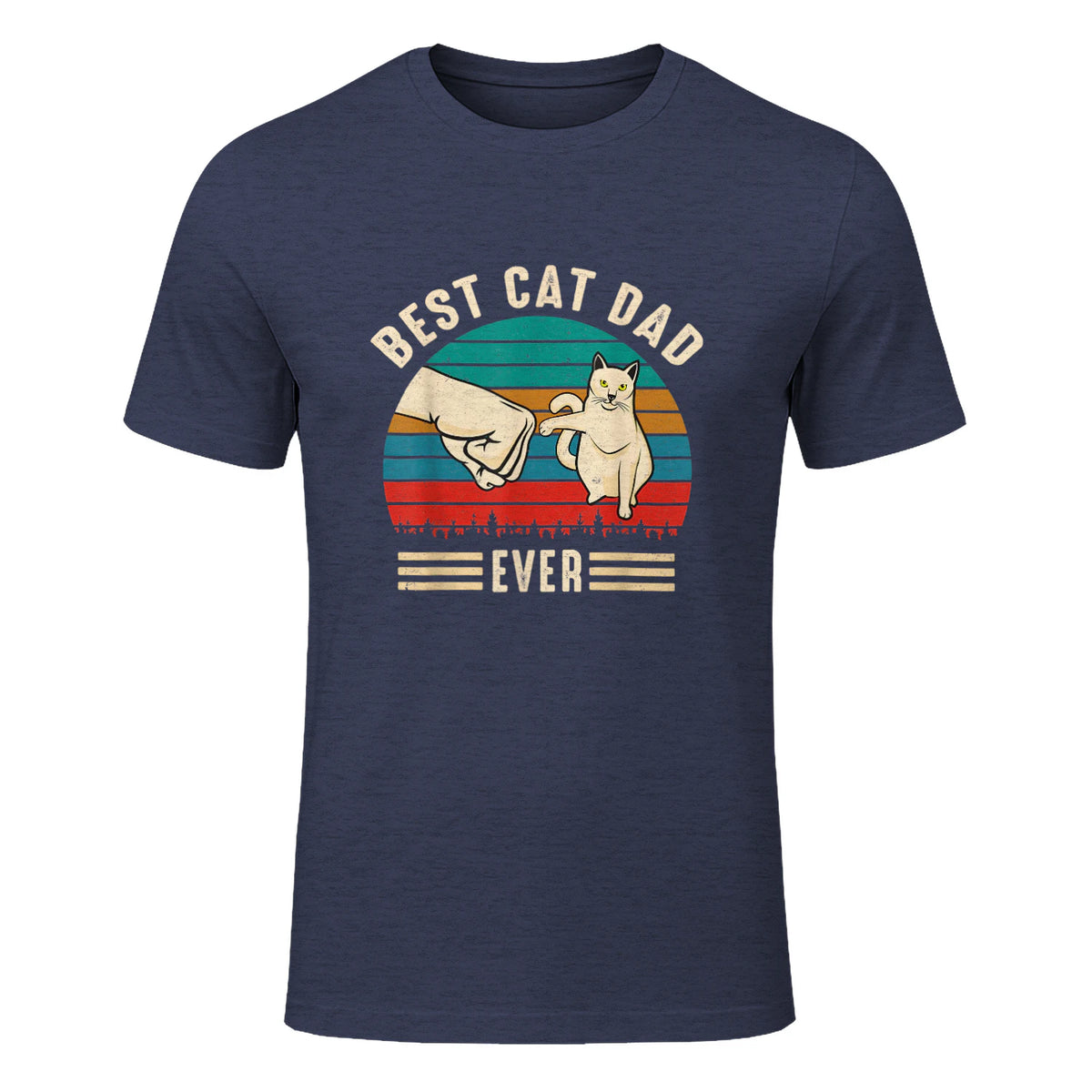 Best Cat Dad Ever - Meilleur chat papa jamais chat in Heather Navy - front view