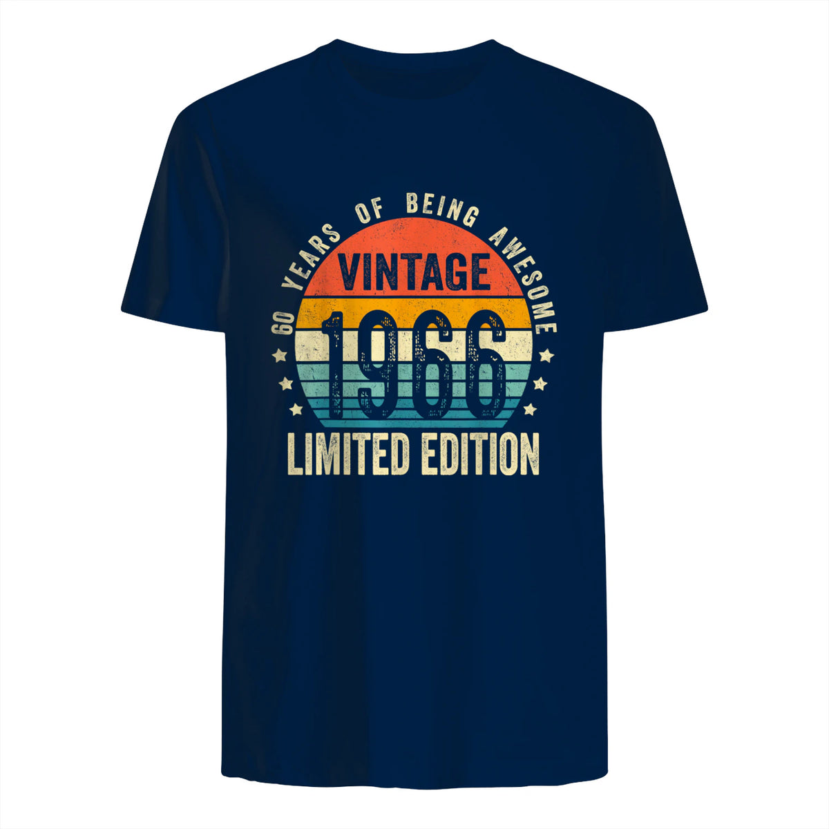 Vintage Sixtieth Birthday Gift T-Shirt in Navy - back view