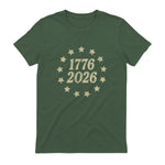American Flag Front and Back Anniversary T-Shirt in Military Green - back view