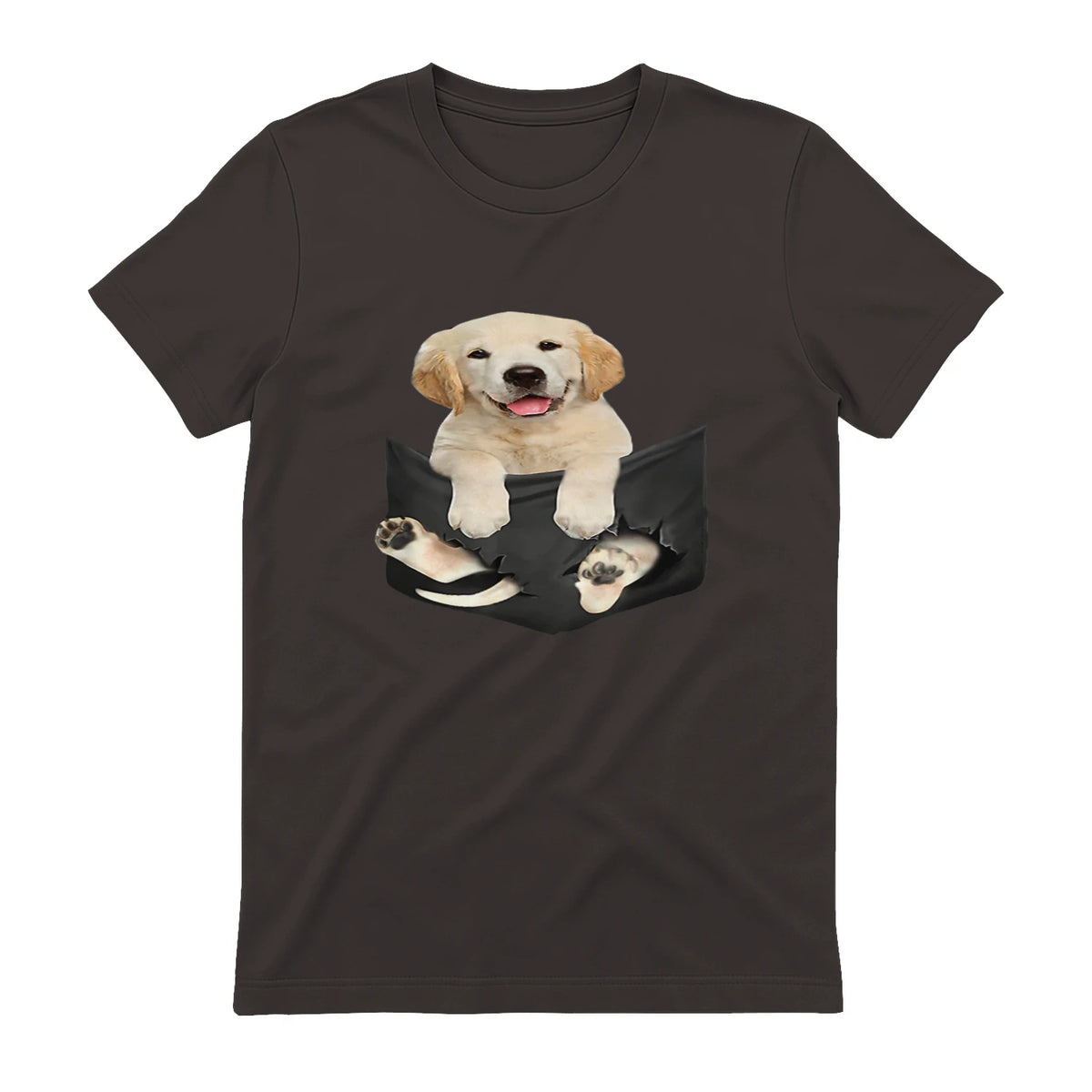 Cadeaux pour les amoureux des chiens Golden in Pocket in Dark Chocolate - back view
