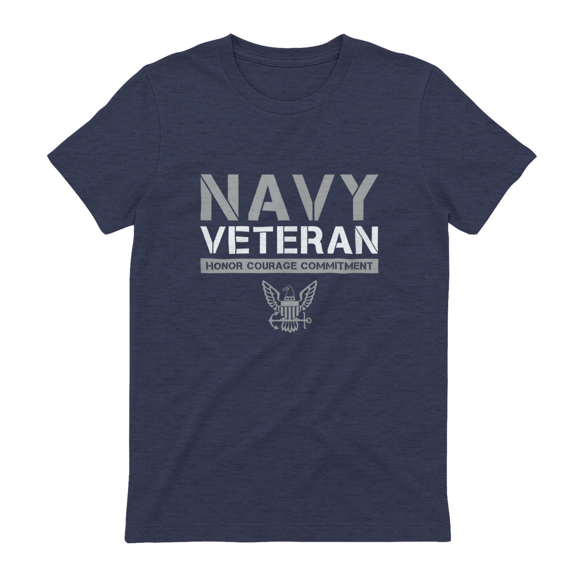 US Navy - Veteran Honor Courage Commitment T-Shirt in Heather Navy - back view