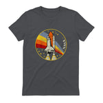 NASA Shuttle Launch Into Rainbow Premium Graphic T-Shirt T-Shirt UK in Charcoal - back view