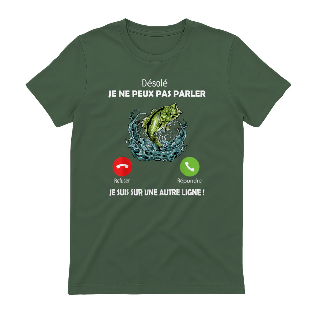 Désolé, Je suis sur Une Autre Ligne Pêche pour Pêcheurs Papa in Military Green - back view