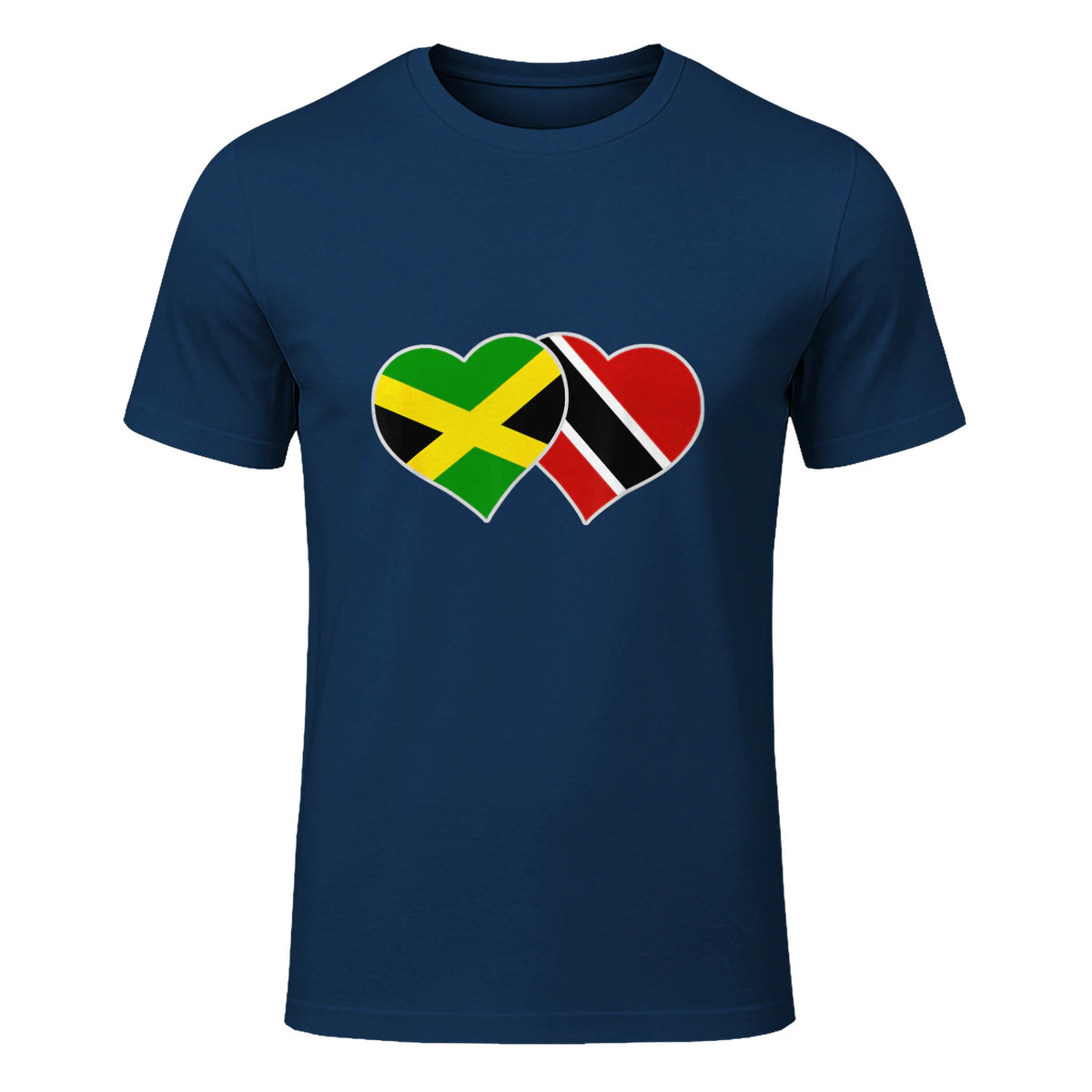 Trinidadian Jamaican Heart Love Jamaica Trinidad Flag in Navy - front view