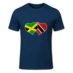Trinidadian Jamaican Heart Love Jamaica Trinidad Flag in Navy - front view