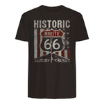 Historic USA Route Sixty-Six Highway Road Sign T-Shirt in Dark Chocolate - back view
