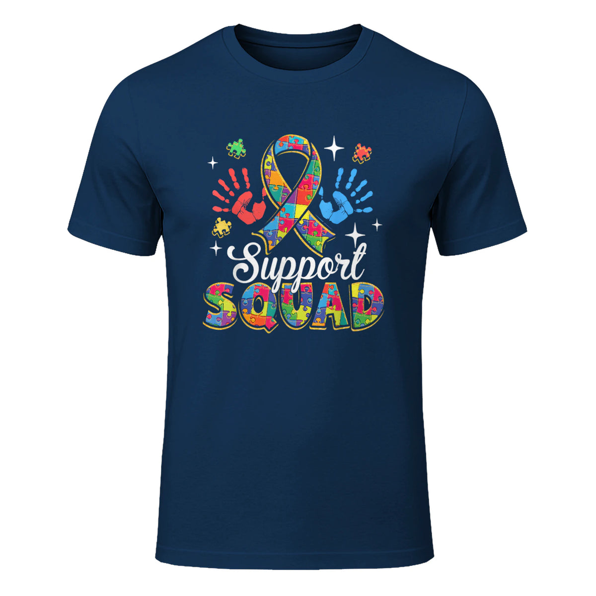 Autism Awareness Autism Support Squad Family in Navy - front view