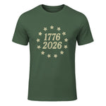 American Flag Front and Back Anniversary T-Shirt in Military Green - front view