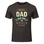 Best Dad in the World, Retro Vintage Look T-Shirt in Dark Chocolate - front view