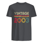Vintage Twenty-First Birthday Gift T-Shirt in Charcoal - back view
