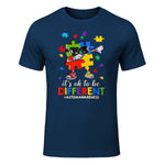 It's OK to Be Different Dabbing Puzzle Autism Awareness Kids in Navy - front view