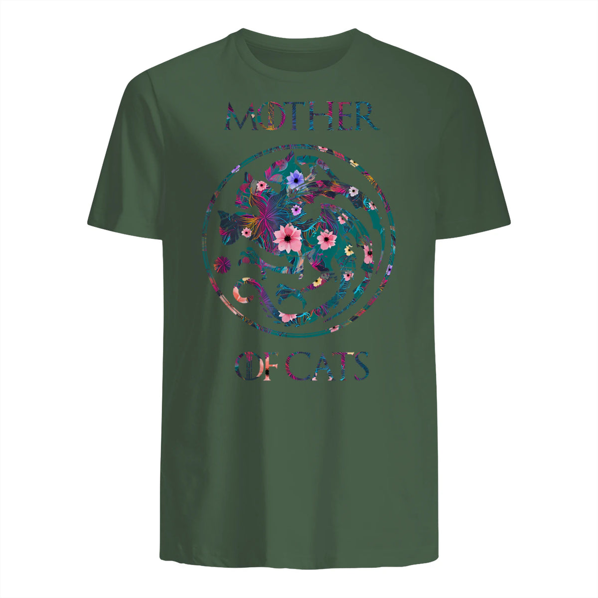 Mother of Cats Shirt T-Shirt in Military Green - back view