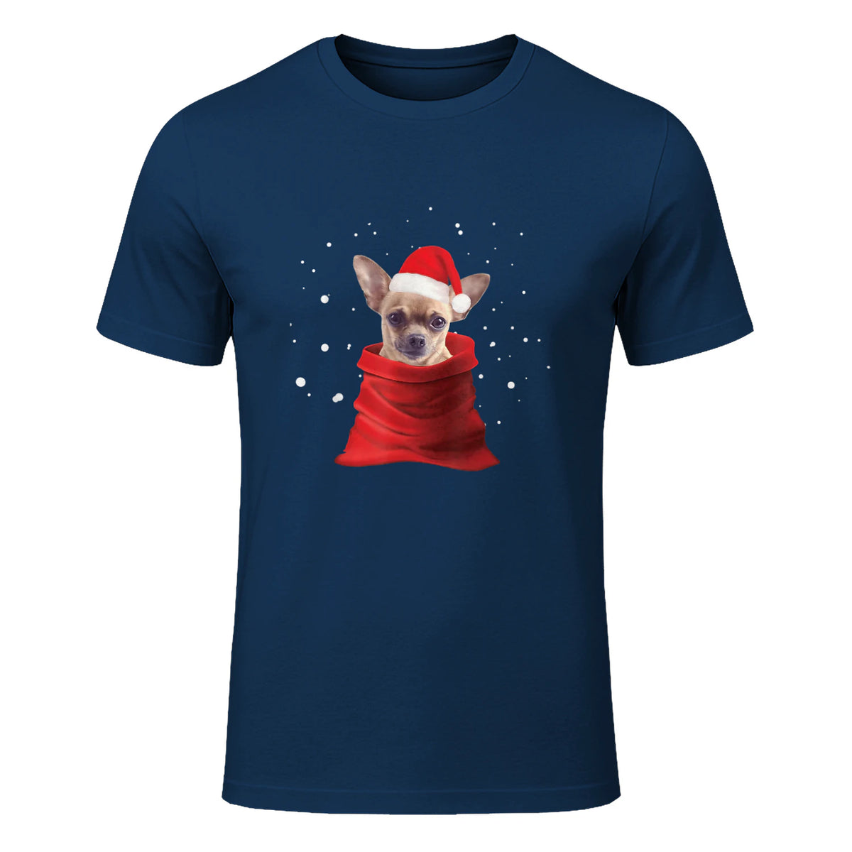 Chihuahua Motif de Noël - Mignon Mignon Xmas Neige Chiwawa in Navy - front view