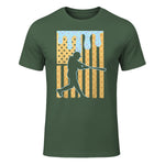 Baseball Drip Boys Dripping Ice Cream Baseball American Flag T-Shirt in Military Green - front view