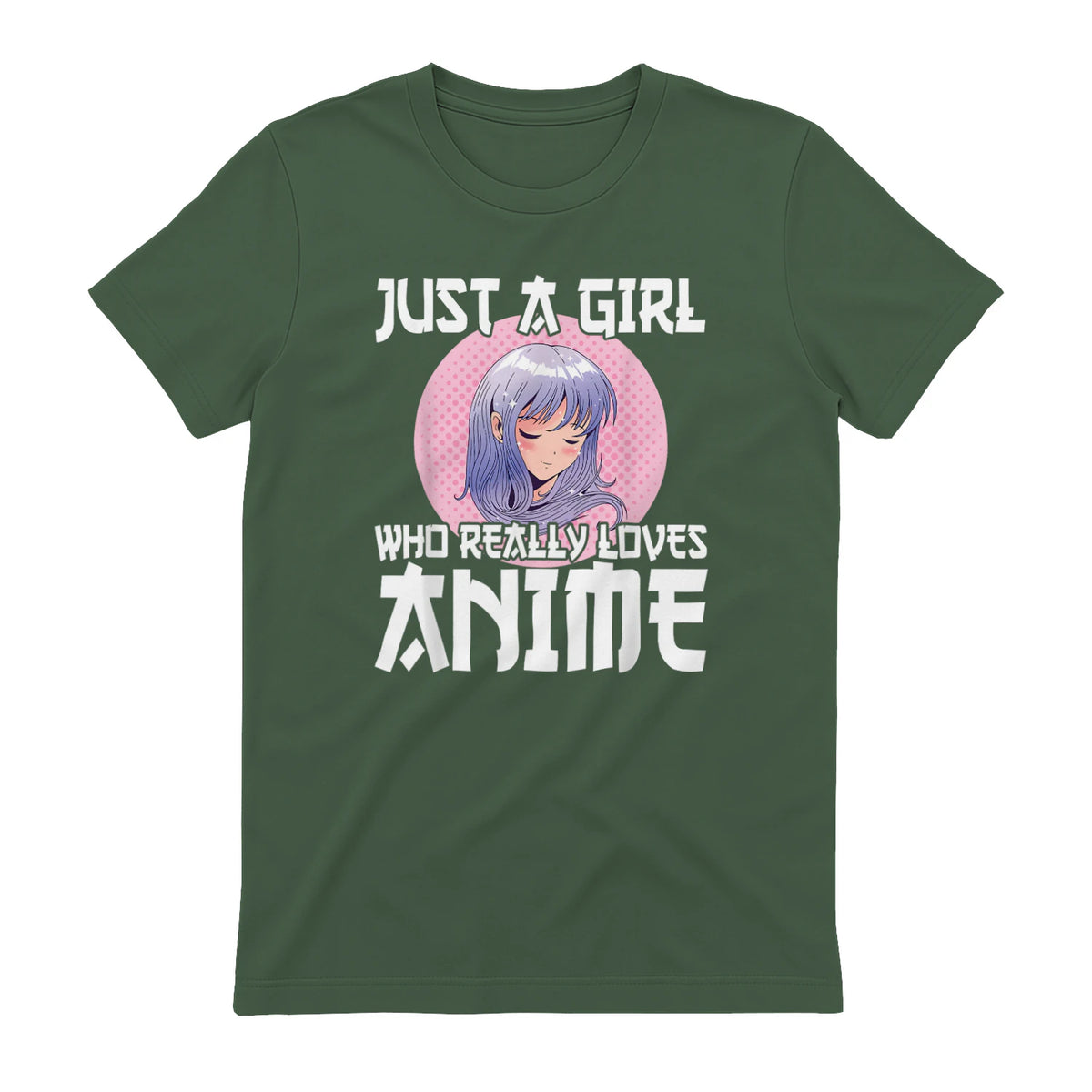 Manga & Anime Outfits for Women & Girls Anime Girl Merch Otaku Gift Just A Girl Who Loves Anime in Military Green - back view