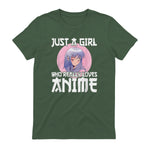 Manga & Anime Outfits for Women & Girls Anime Girl Merch Otaku Gift Just A Girl Who Loves Anime in Military Green - back view