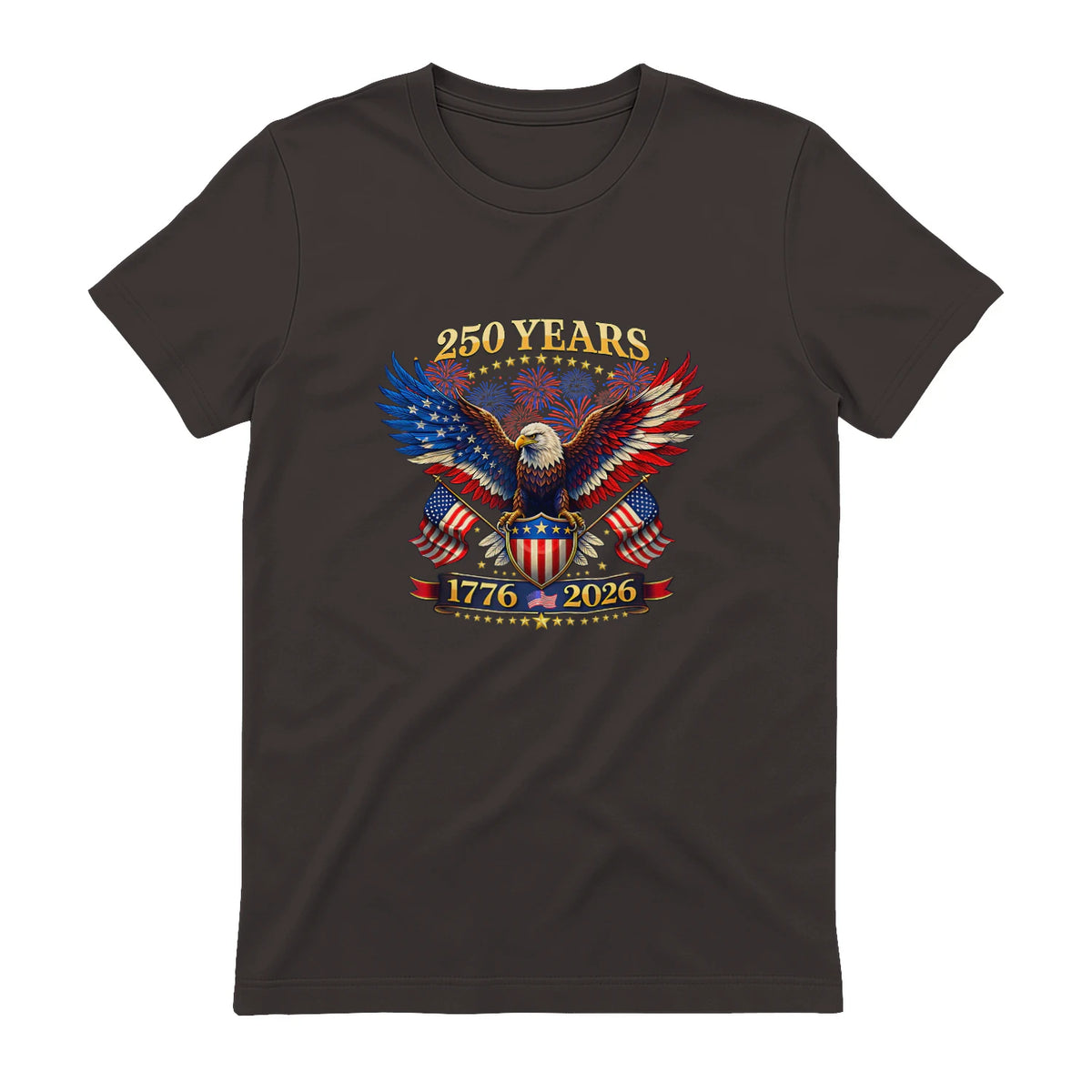 American Independence Day Anniversary T-Shirt in Dark Chocolate - back view
