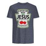 Catch Up with Jesus T-Shirt in Heather Navy - back view