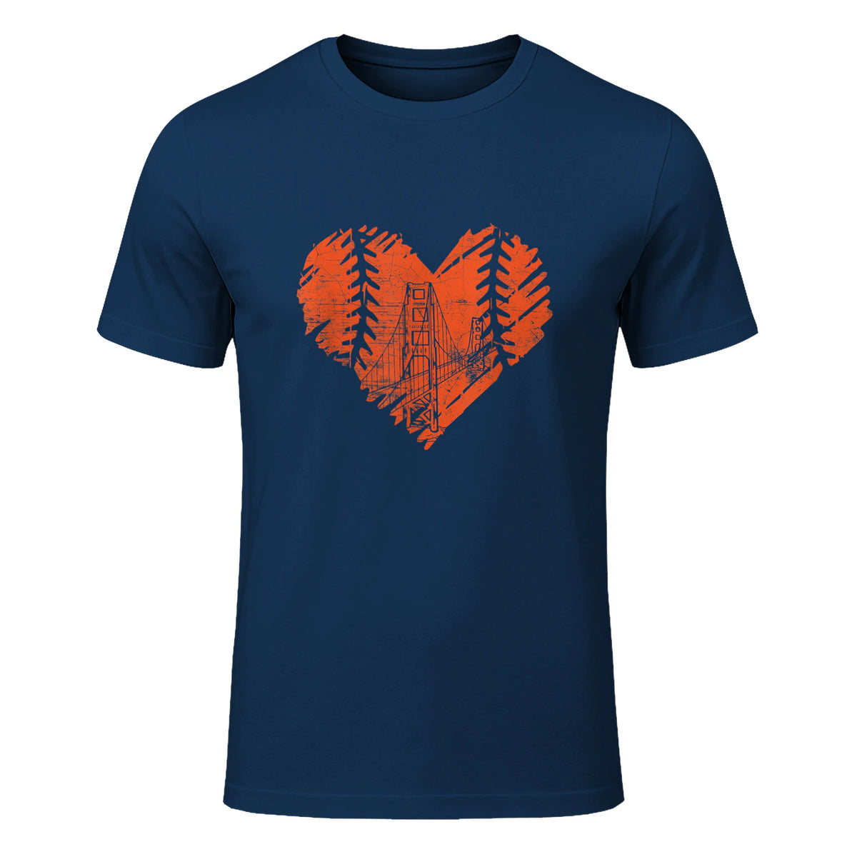 US State San Francisco Baseball Vintage Heart T-Shirt in Navy - front view