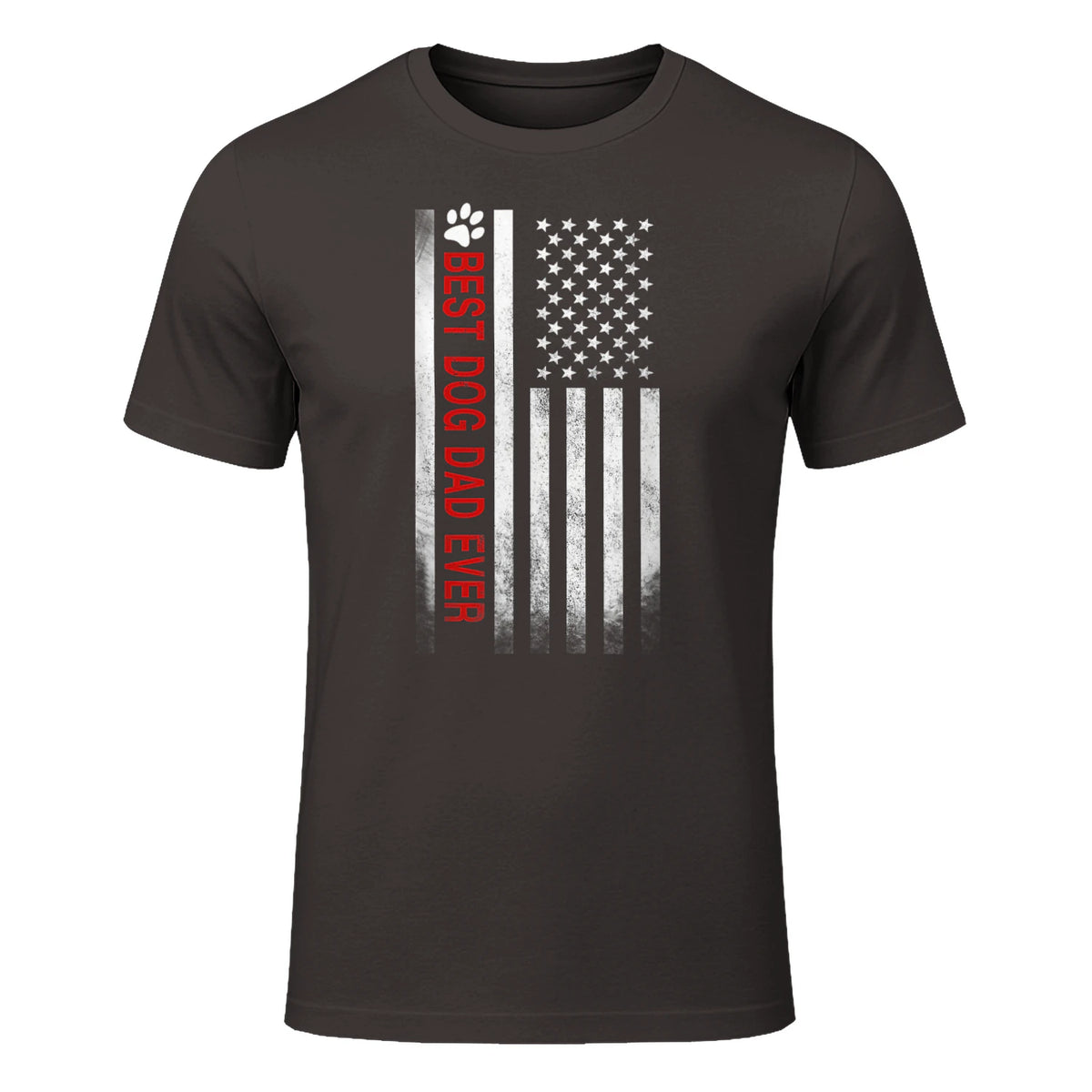 Best Dog Dad Ever American Flag Gift for Best Father in Dark Chocolate - front view