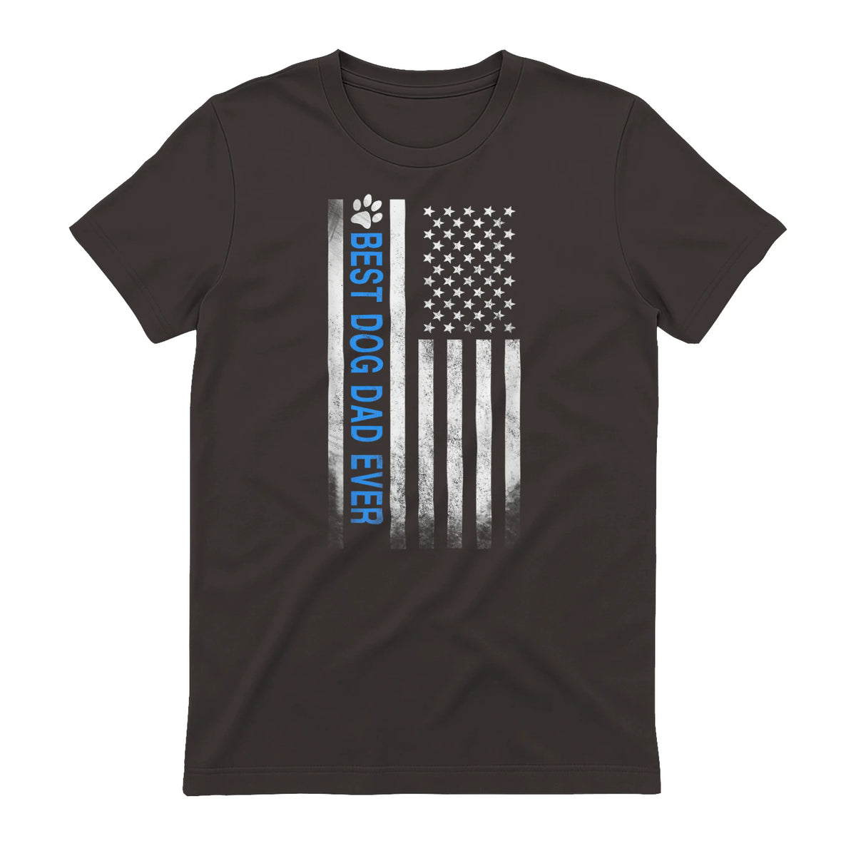 Best Dog Dad Ever American Flag T-Shirt Gift for Best Father in Dark Chocolate - back view