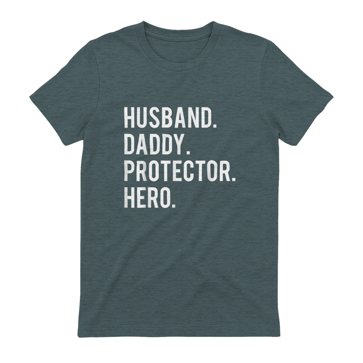 Husband daddy protector hero T Shirt cool father dad tee in Dark Heather - back view