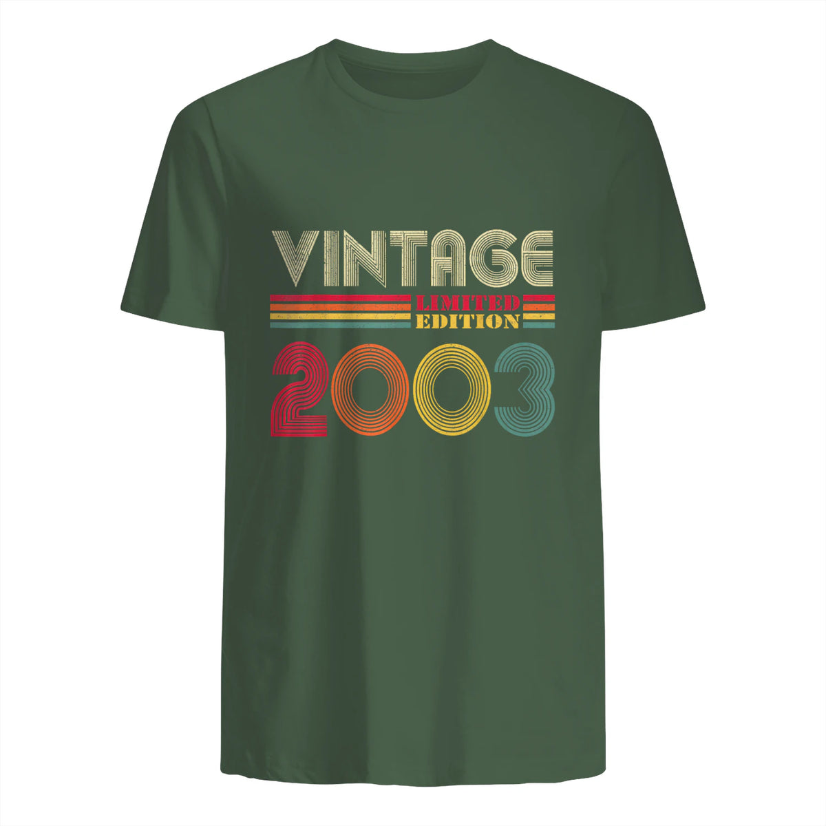 Vintage Twenty-First Birthday Gift T-Shirt in Military Green - back view