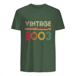 Vintage Twenty-First Birthday Gift T-Shirt in Military Green - back view