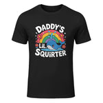 Inappropriate Funny Daddys Lil Squirter Embarrassing Women's T-Shirt in Black - front view