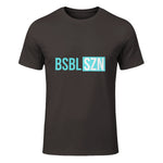 BSBL SZN Baseball Season Game Day Boys Girls Youth T-Shirt in Dark Chocolate - front view