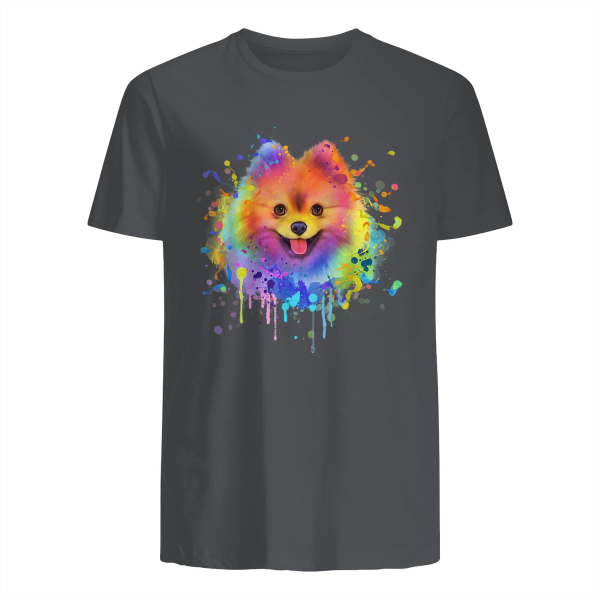 Colorful Splash Art Poméranie Portrait Pom Puppy Owner in Charcoal - back view