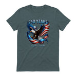 Patriotic Eagle and Flag Anniversary T-Shirt in Dark Heather - back view