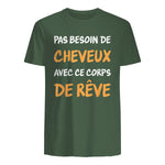 Calvitie Humour Papa Chauve in Military Green - back view