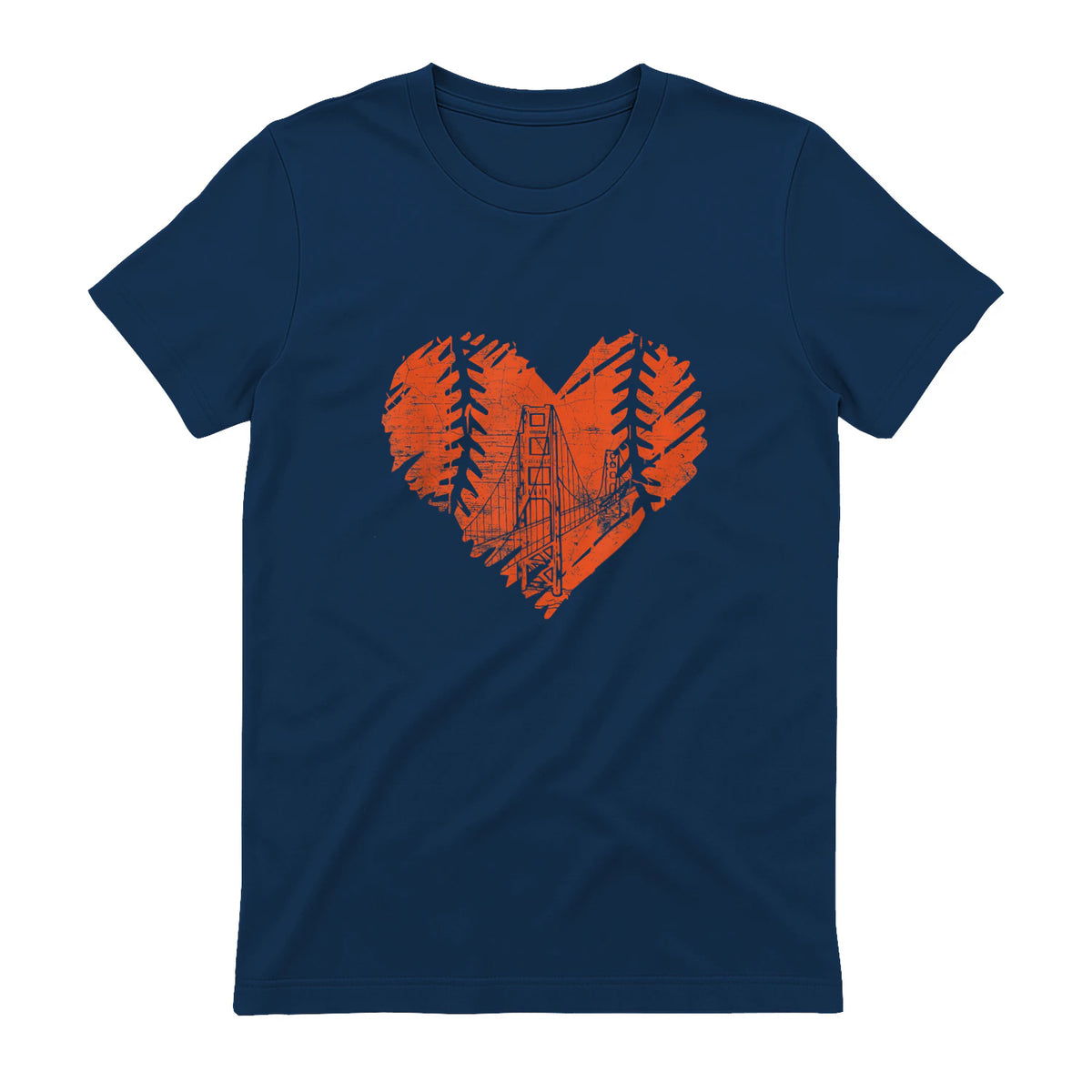 US State San Francisco Baseball Vintage Heart T-Shirt in Navy - back view