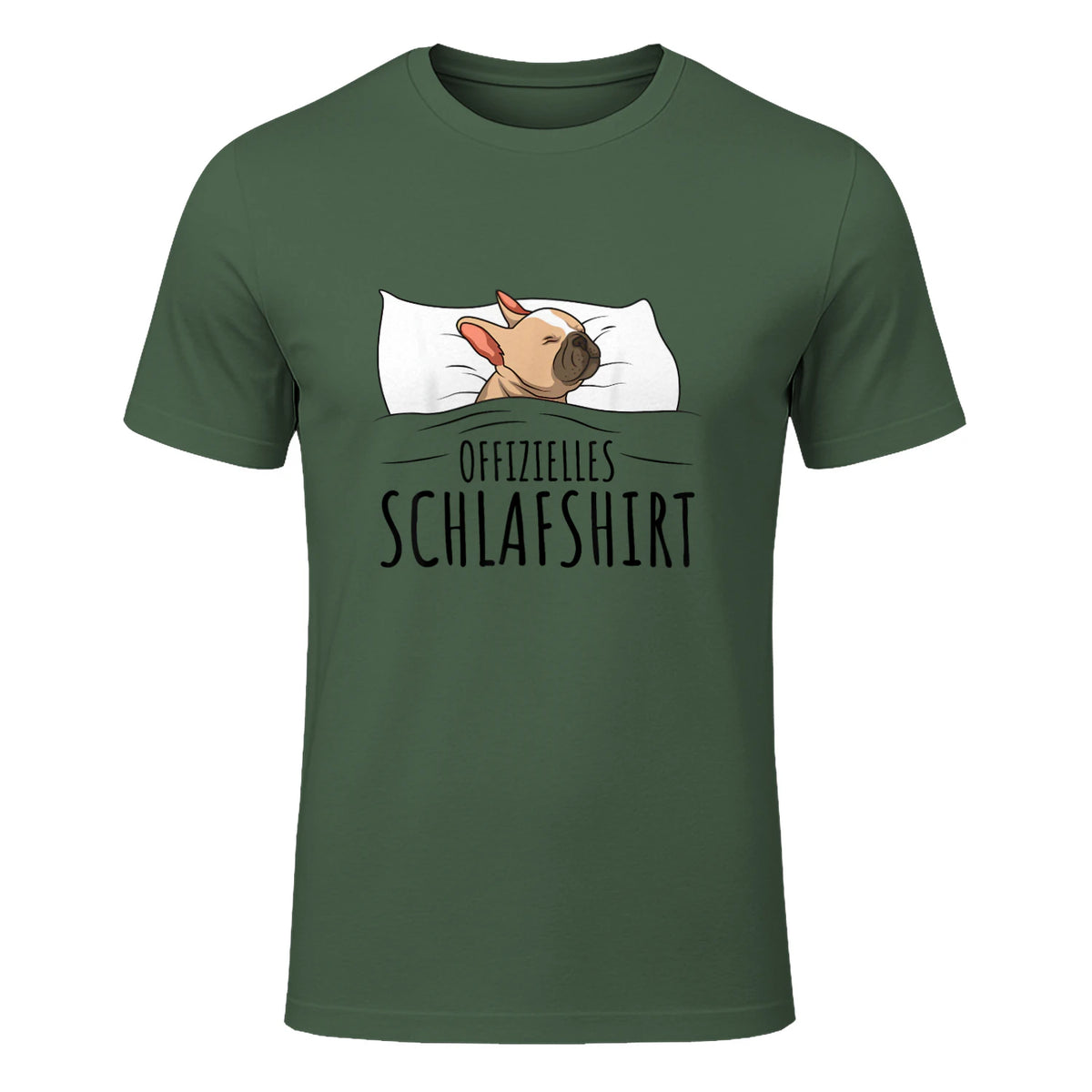 Süße Französische Bulldoggen Geschenke Offizielles Schlafshirt Schlafanzug Französische Bulldogge , Weiß, S, Kurz in Military Green - front view