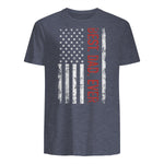 Best dad ever US american flag gift for father's day Short Sleeve in Heather Navy - back view